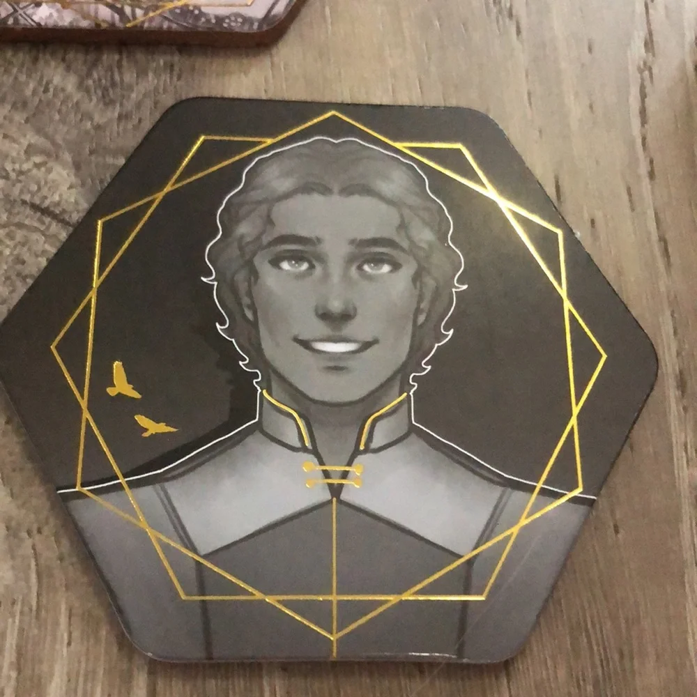 Fairyloot May 2021 Spellcraft Serpent & Dove inspired set of 4 foiled coasters